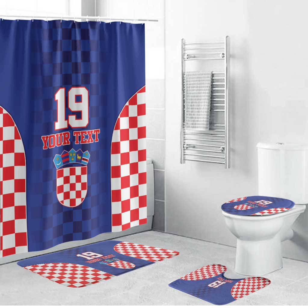 Custom Croatia National Heritage Bathroom Set Blue Checkered Croatian Pride - Wonder Print Shop