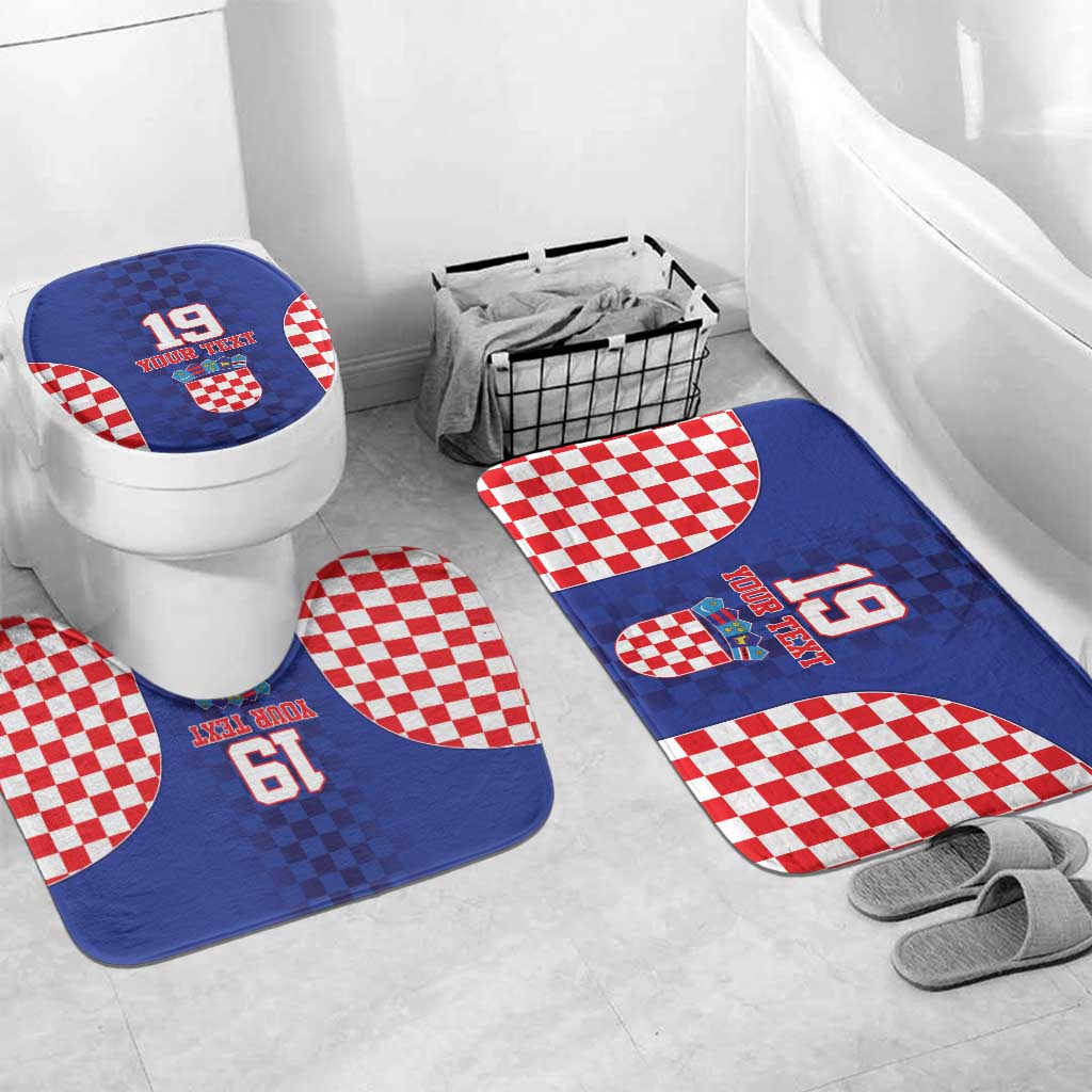 Custom Croatia National Heritage Bathroom Set Blue Checkered Croatian Pride - Wonder Print Shop