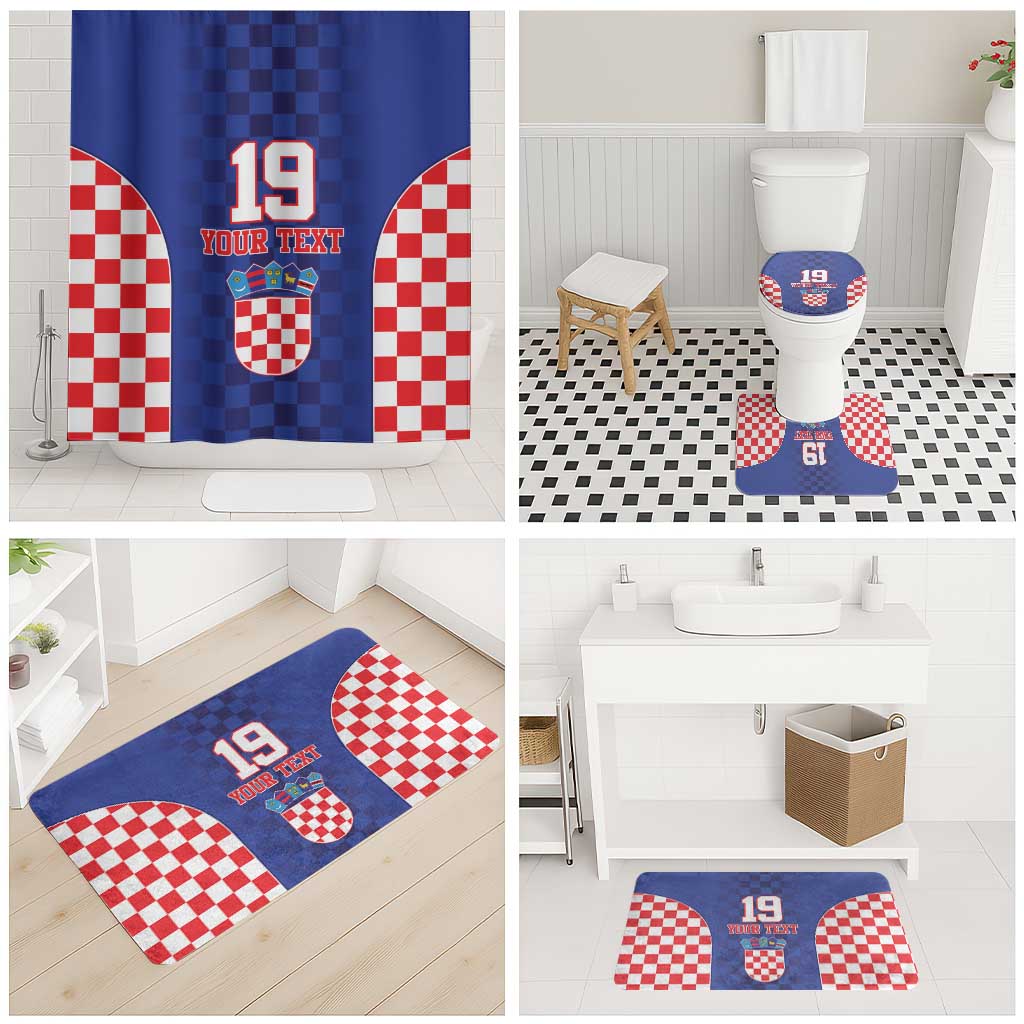 Custom Croatia National Heritage Bathroom Set Blue Checkered Croatian Pride - Wonder Print Shop