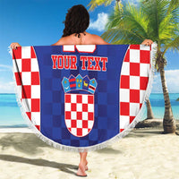 Custom Croatia National Heritage Beach Blanket Blue Checkered Croatian Pride - Wonder Print Shop