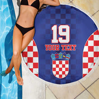 Custom Croatia National Heritage Beach Blanket Blue Checkered Croatian Pride - Wonder Print Shop