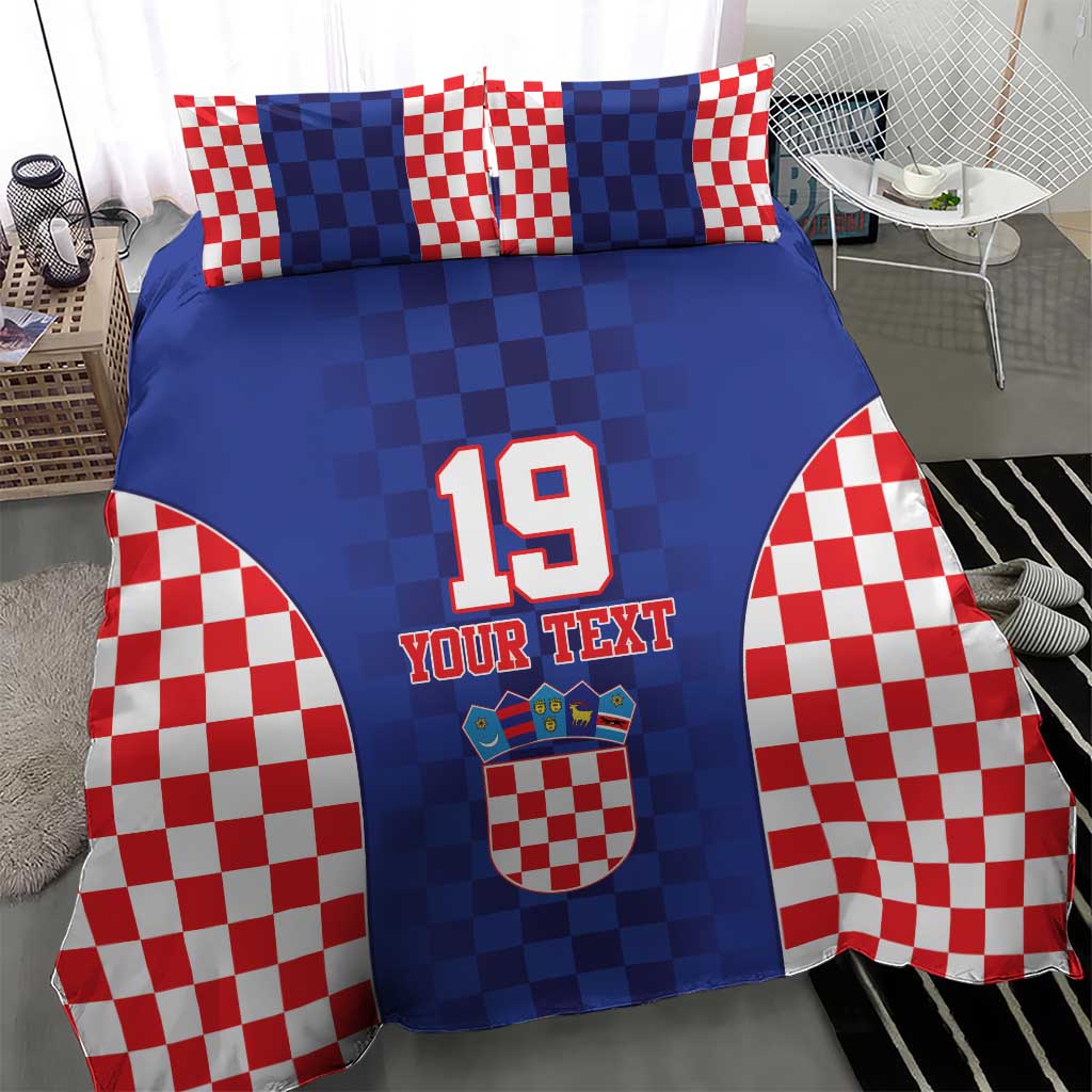 Custom Croatia National Heritage Bedding Set Blue Checkered Croatian Pride - Wonder Print Shop