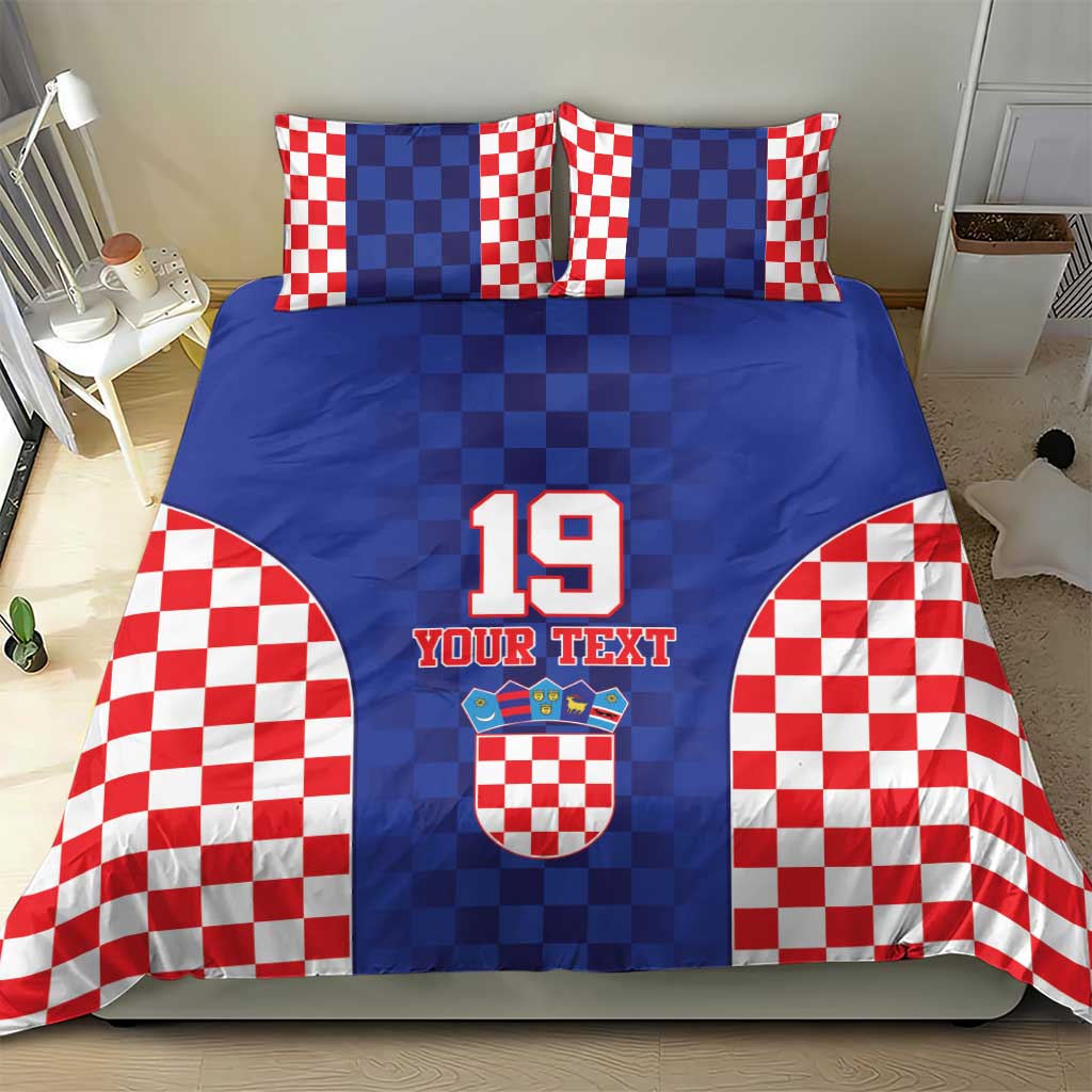 Custom Croatia National Heritage Bedding Set Blue Checkered Croatian Pride - Wonder Print Shop