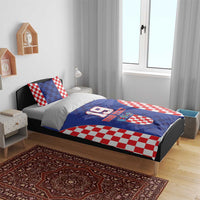 Custom Croatia National Heritage Bedding Set Blue Checkered Croatian Pride - Wonder Print Shop