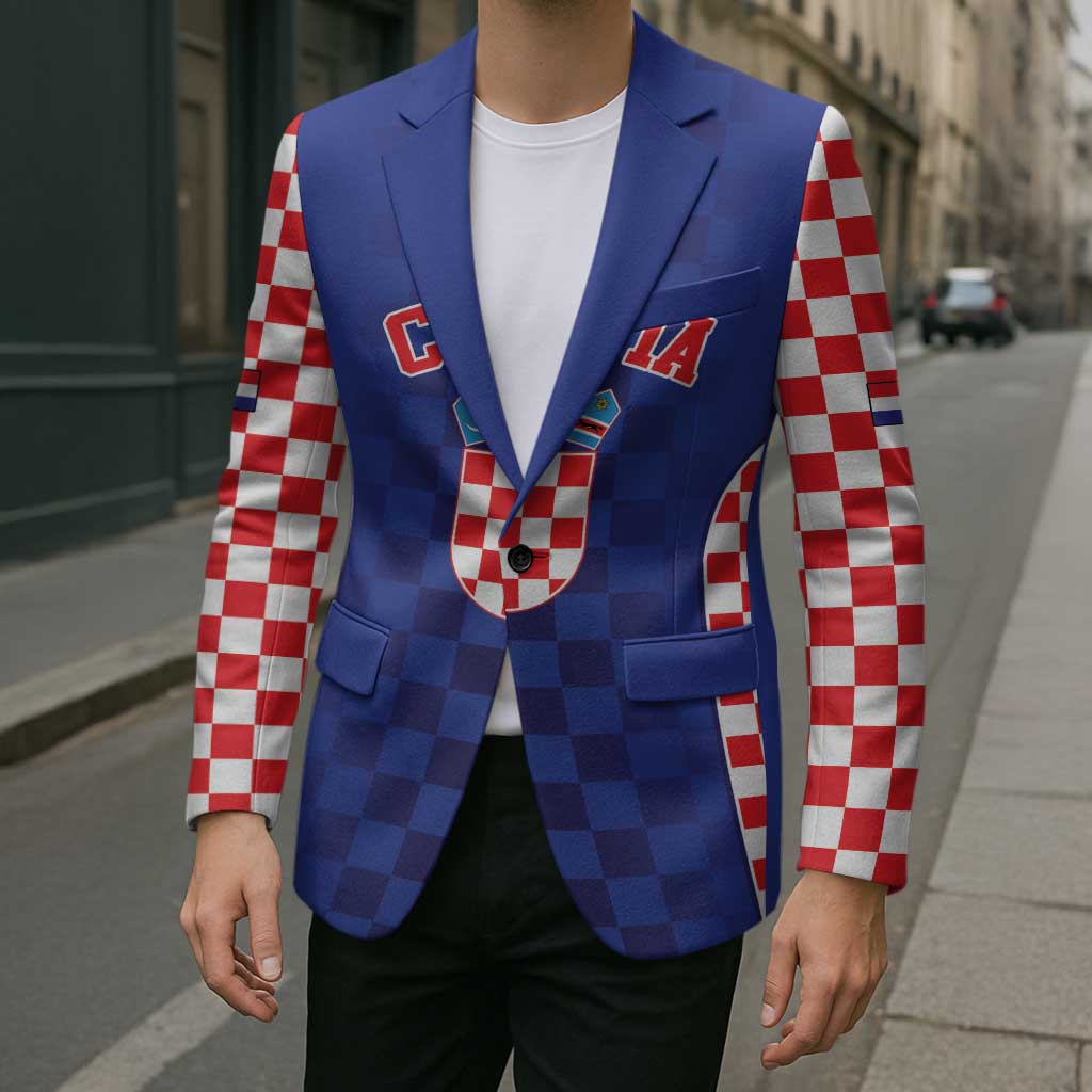 Custom Croatia National Heritage Blazer Blue Checkered Croatian Pride - Wonder Print Shop