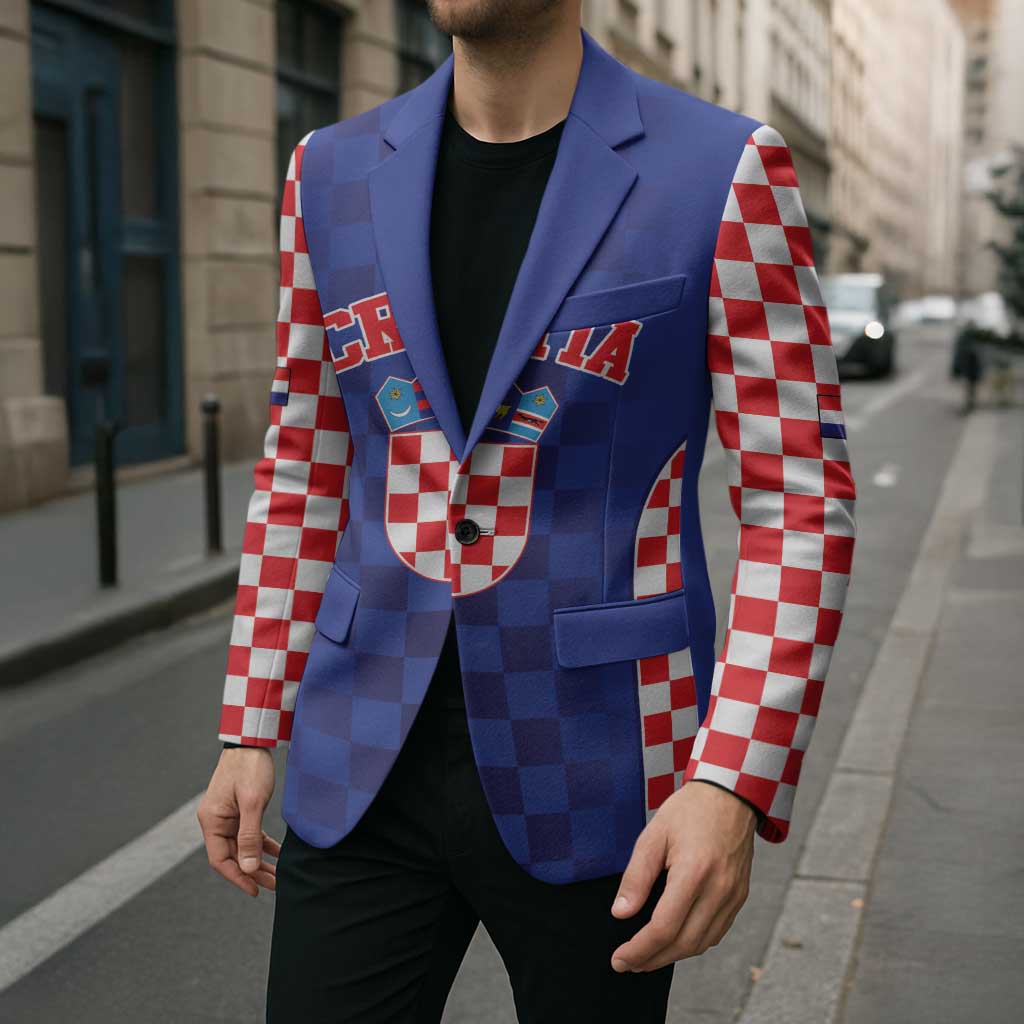 Custom Croatia National Heritage Blazer Blue Checkered Croatian Pride - Wonder Print Shop