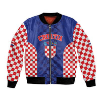 Custom Croatia National Heritage Bomber Jacket Blue Checkered Croatian Pride - Wonder Print Shop