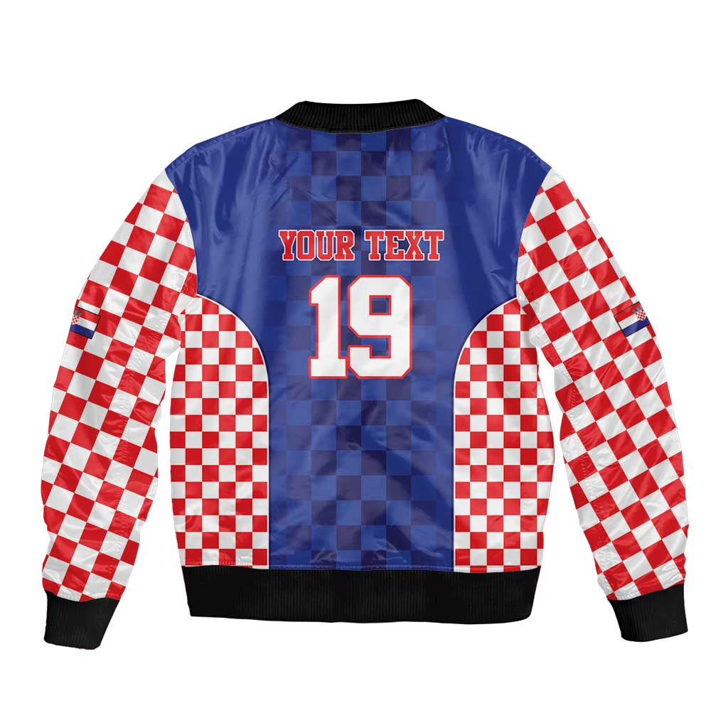 Custom Croatia National Heritage Bomber Jacket Blue Checkered Croatian Pride - Wonder Print Shop
