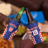 Custom Croatia National Heritage 4 in 1 Can Cooler Tumbler Blue Checkered Croatian Pride - Wonder Print Shop