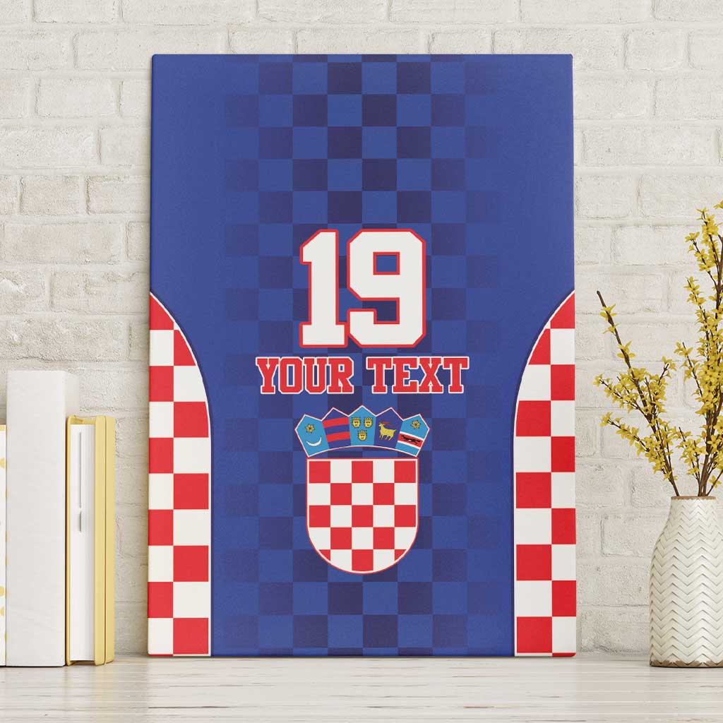 Custom Croatia National Heritage Canvas Wall Art Blue Checkered Croatian Pride - Wonder Print Shop