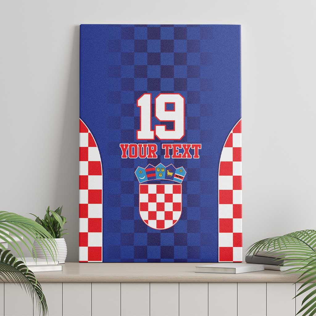 Custom Croatia National Heritage Canvas Wall Art Blue Checkered Croatian Pride - Wonder Print Shop
