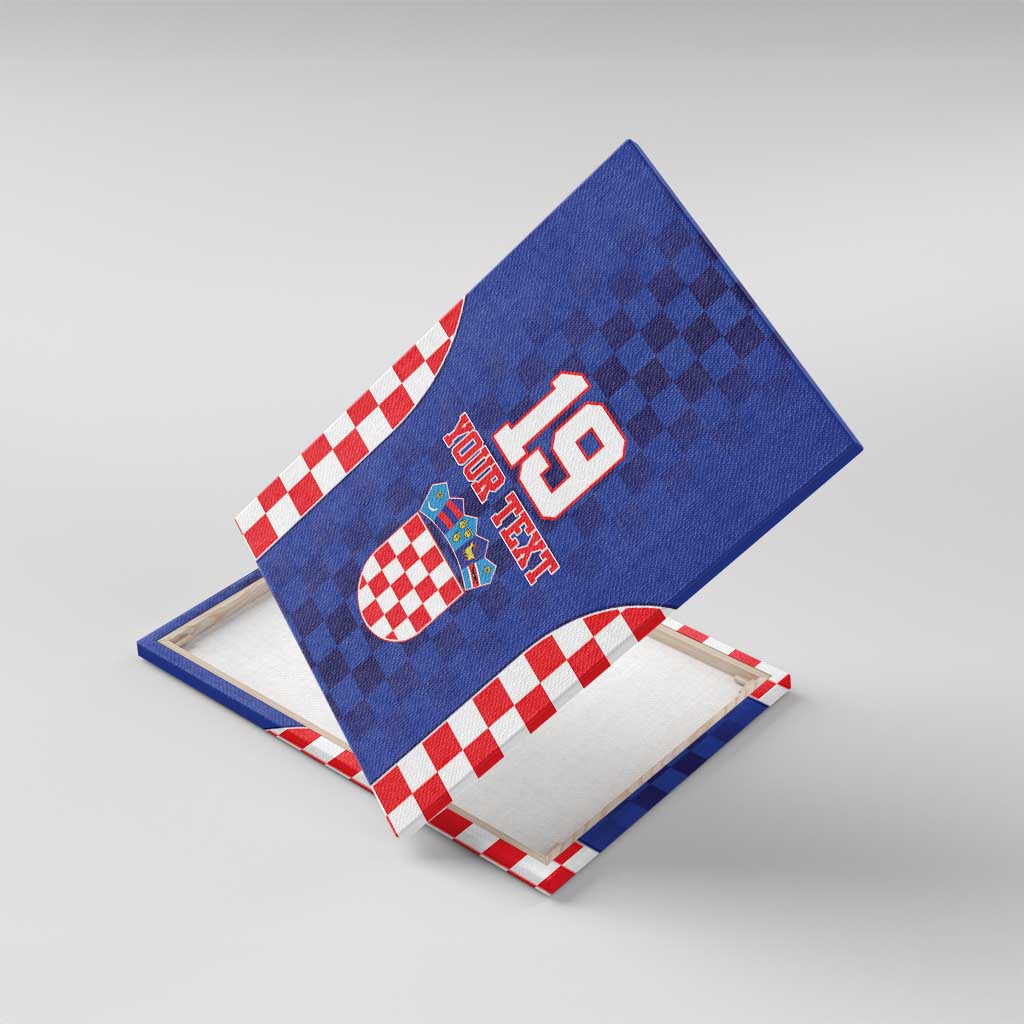 Custom Croatia National Heritage Canvas Wall Art Blue Checkered Croatian Pride - Wonder Print Shop