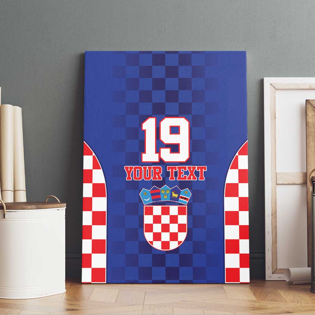 Custom Croatia National Heritage Canvas Wall Art Blue Checkered Croatian Pride - Wonder Print Shop