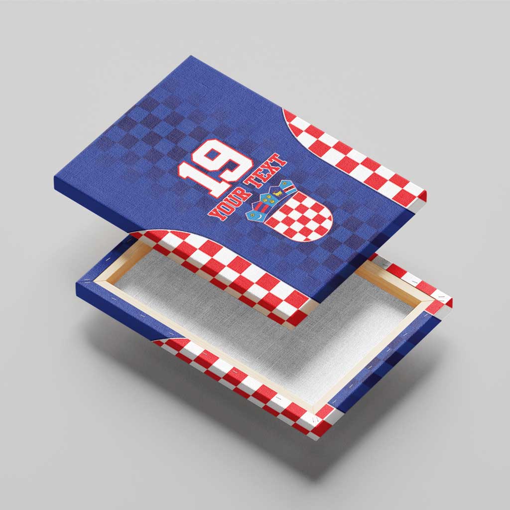 Custom Croatia National Heritage Canvas Wall Art Blue Checkered Croatian Pride - Wonder Print Shop
