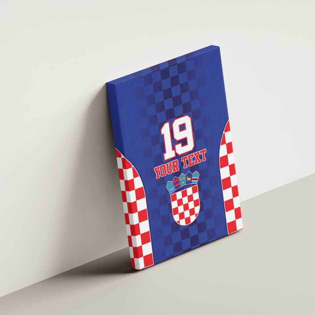 Custom Croatia National Heritage Canvas Wall Art Blue Checkered Croatian Pride - Wonder Print Shop