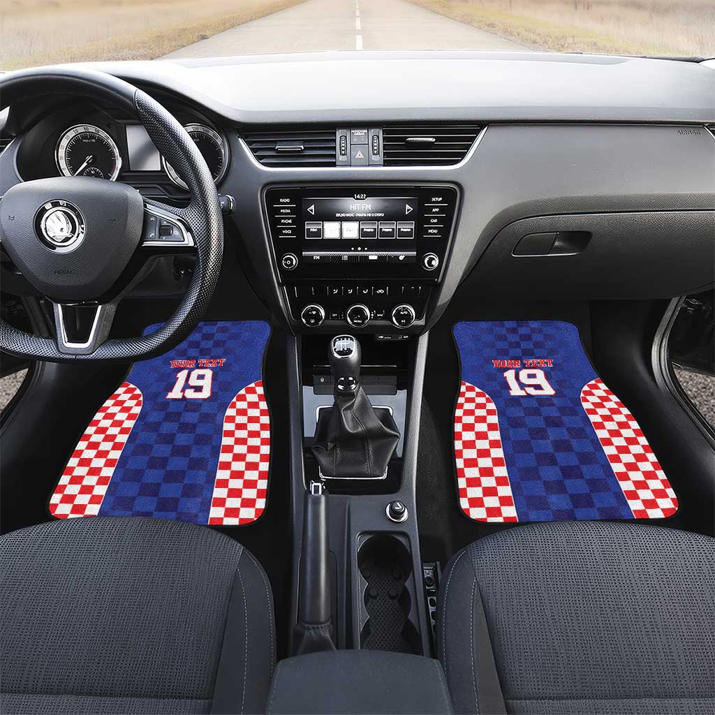 Custom Croatia National Heritage Car Mats Blue Checkered Croatian Pride - Wonder Print Shop