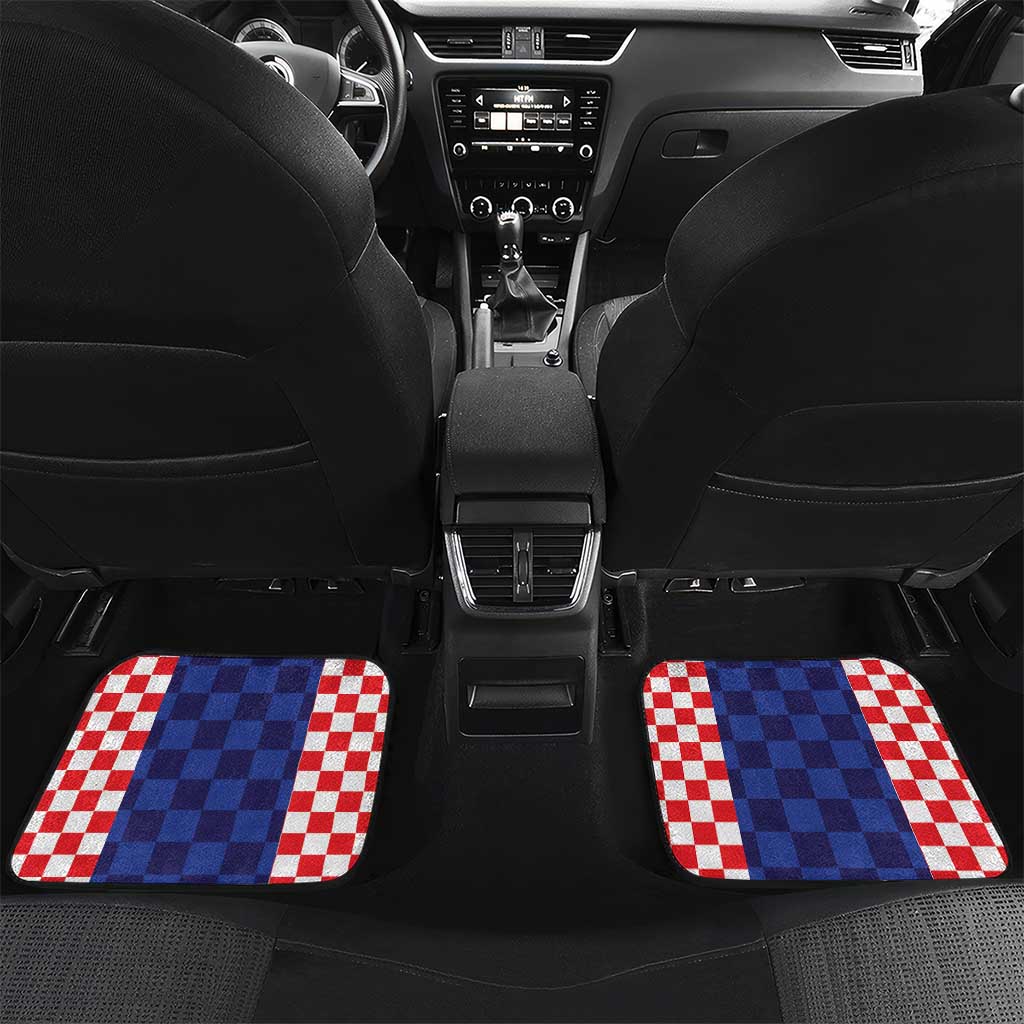 Custom Croatia National Heritage Car Mats Blue Checkered Croatian Pride - Wonder Print Shop