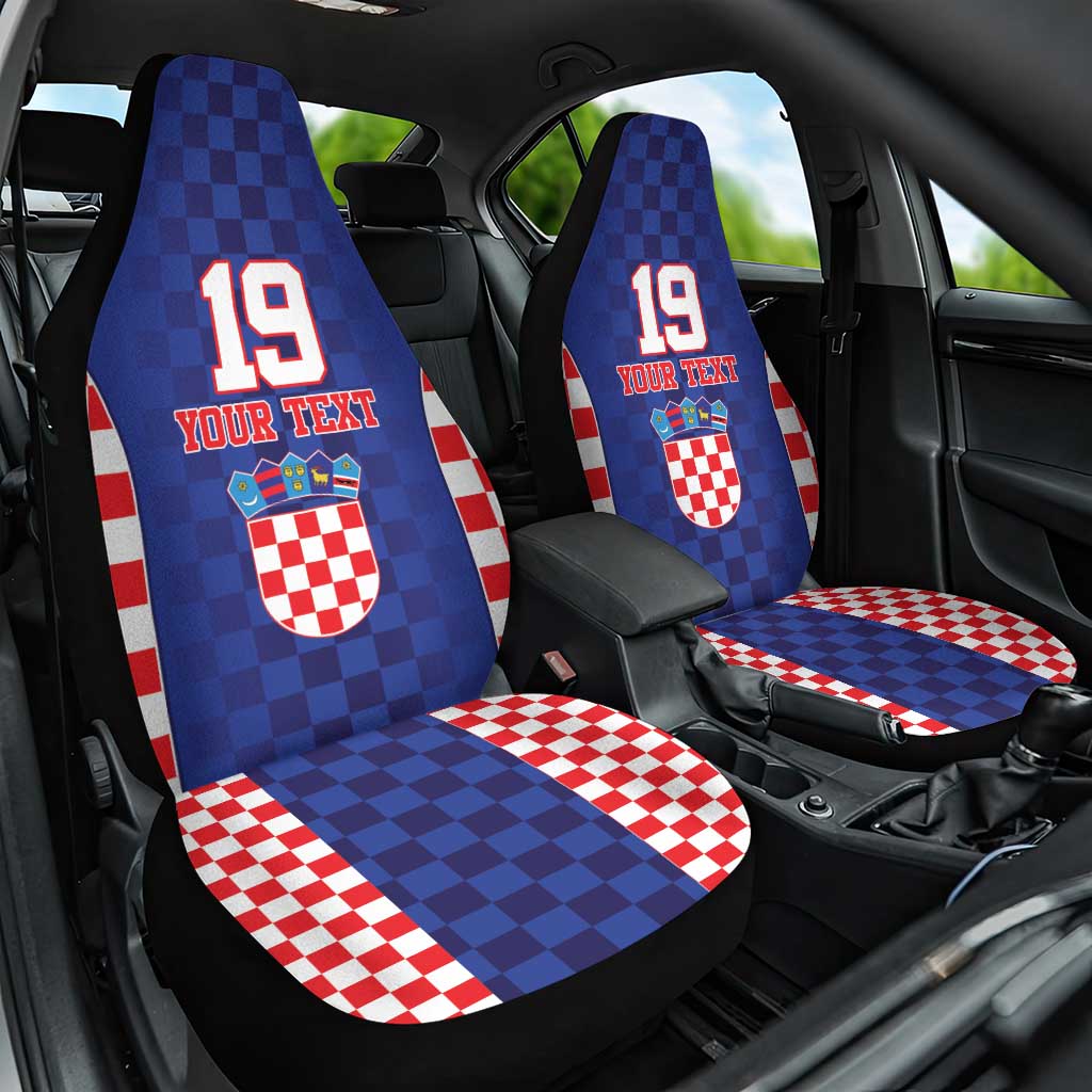 Custom Croatia National Heritage Car Seat Cover Blue Checkered Croatian Pride - Wonder Print Shop