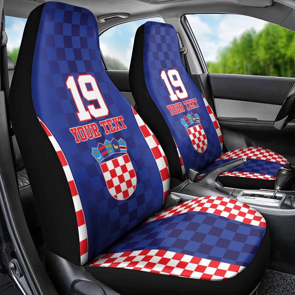 Custom Croatia National Heritage Car Seat Cover Blue Checkered Croatian Pride - Wonder Print Shop