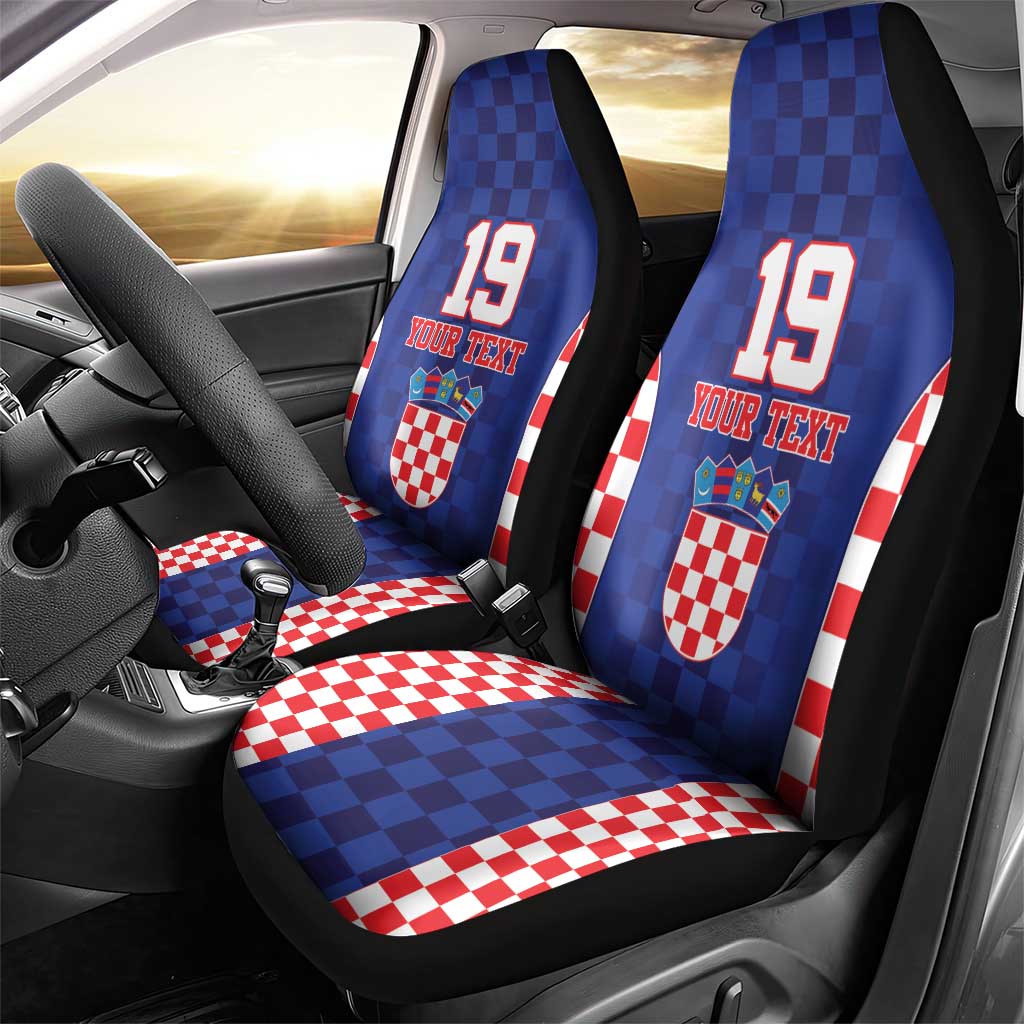 Custom Croatia National Heritage Car Seat Cover Blue Checkered Croatian Pride - Wonder Print Shop