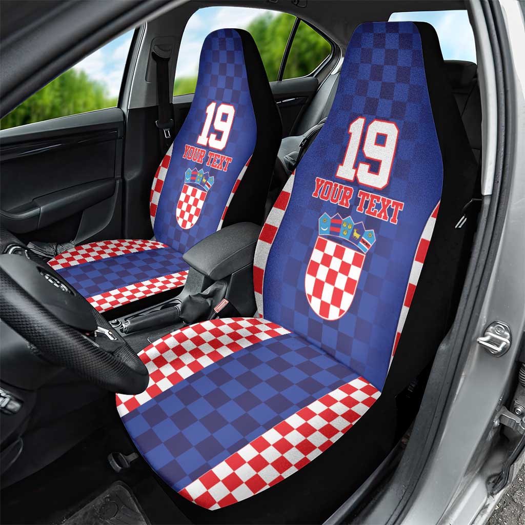Custom Croatia National Heritage Car Seat Cover Blue Checkered Croatian Pride - Wonder Print Shop