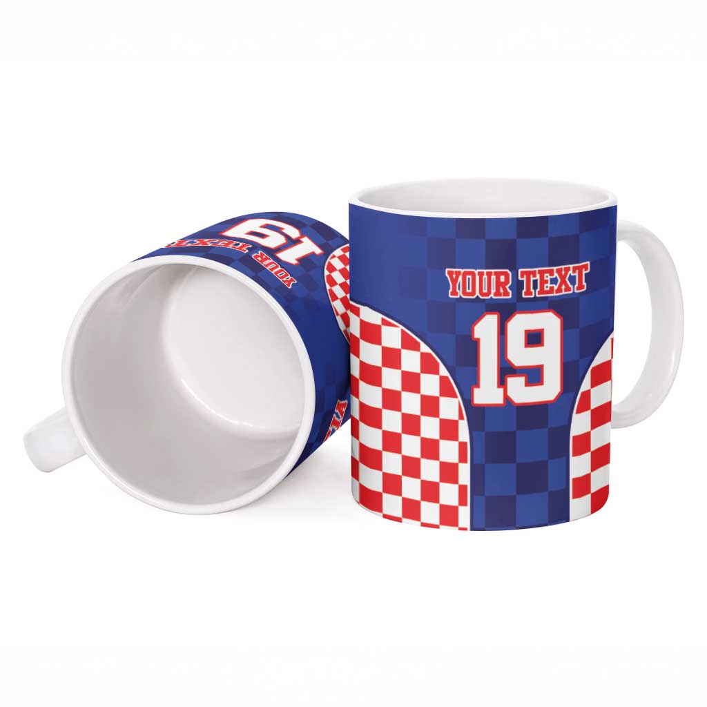 Custom Croatia National Heritage Ceramic Mug Blue Checkered Croatian Pride - Wonder Print Shop