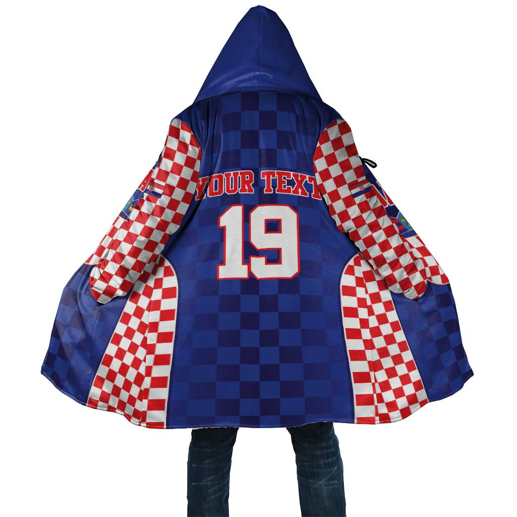 Custom Croatia National Heritage Cloak Blue Checkered Croatian Pride - Wonder Print Shop
