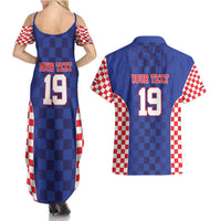 Custom Croatia National Heritage Couples Matching Summer Maxi Dress and Hawaiian Shirt Blue Checkered Croatian Pride - Wonder Print Shop