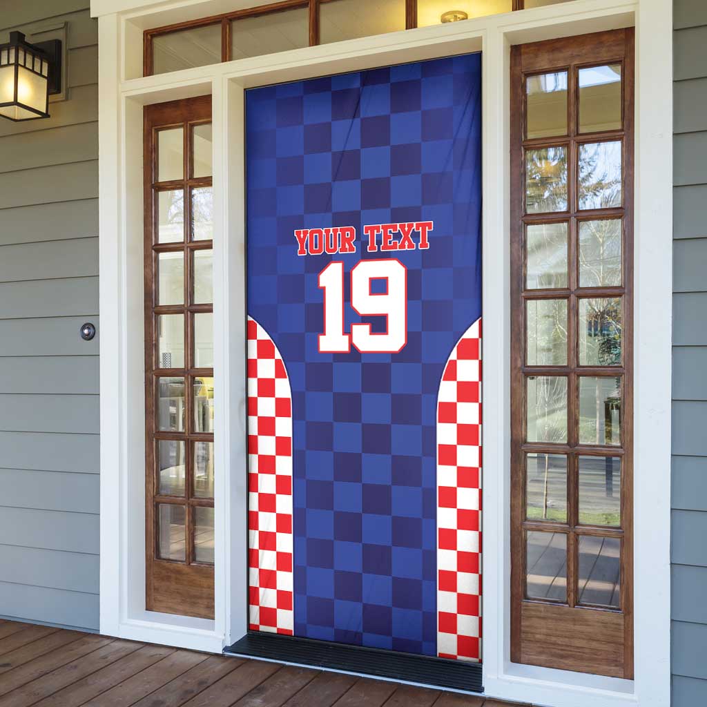 Custom Croatia National Heritage Door Cover Blue Checkered Croatian Pride - Wonder Print Shop