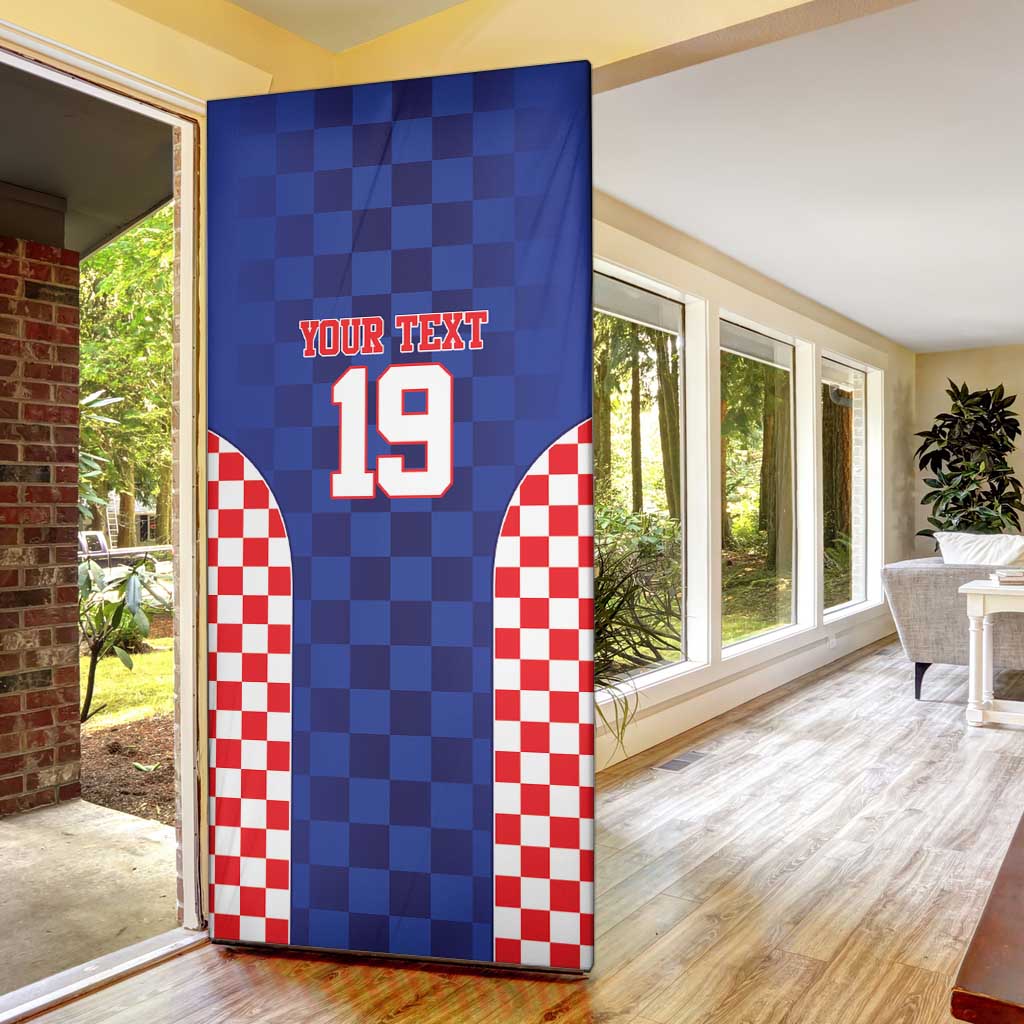 Custom Croatia National Heritage Door Cover Blue Checkered Croatian Pride - Wonder Print Shop