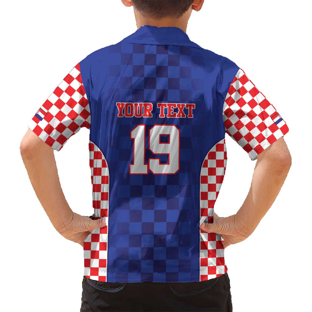 Custom Croatia National Heritage Family Matching Long Sleeve Bodycon Dress and Hawaiian Shirt Blue Checkered Croatian Pride - Wonder Print Shop