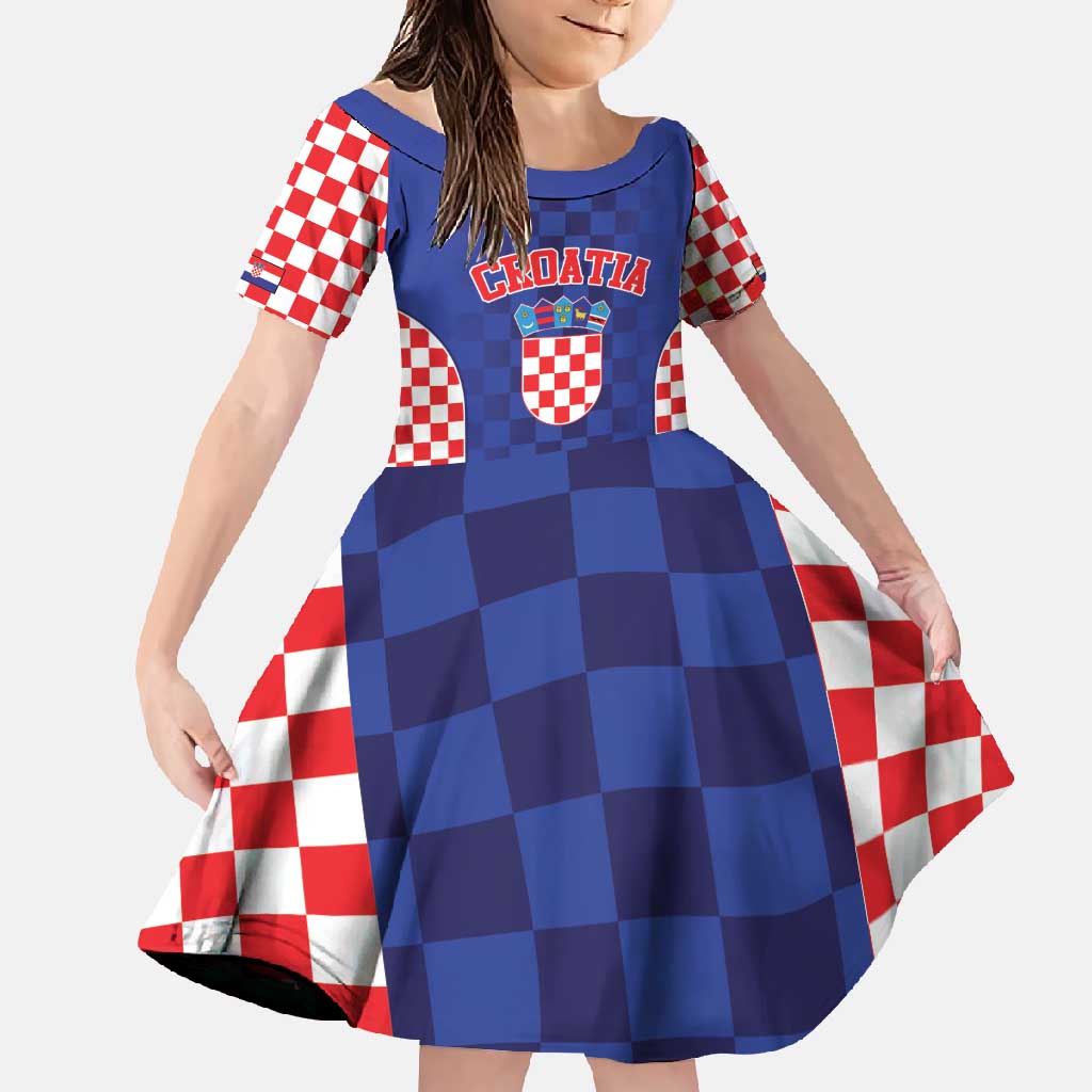 Custom Croatia National Heritage Family Matching Mermaid Dress and Hawaiian Shirt Blue Checkered Croatian Pride - Wonder Print Shop