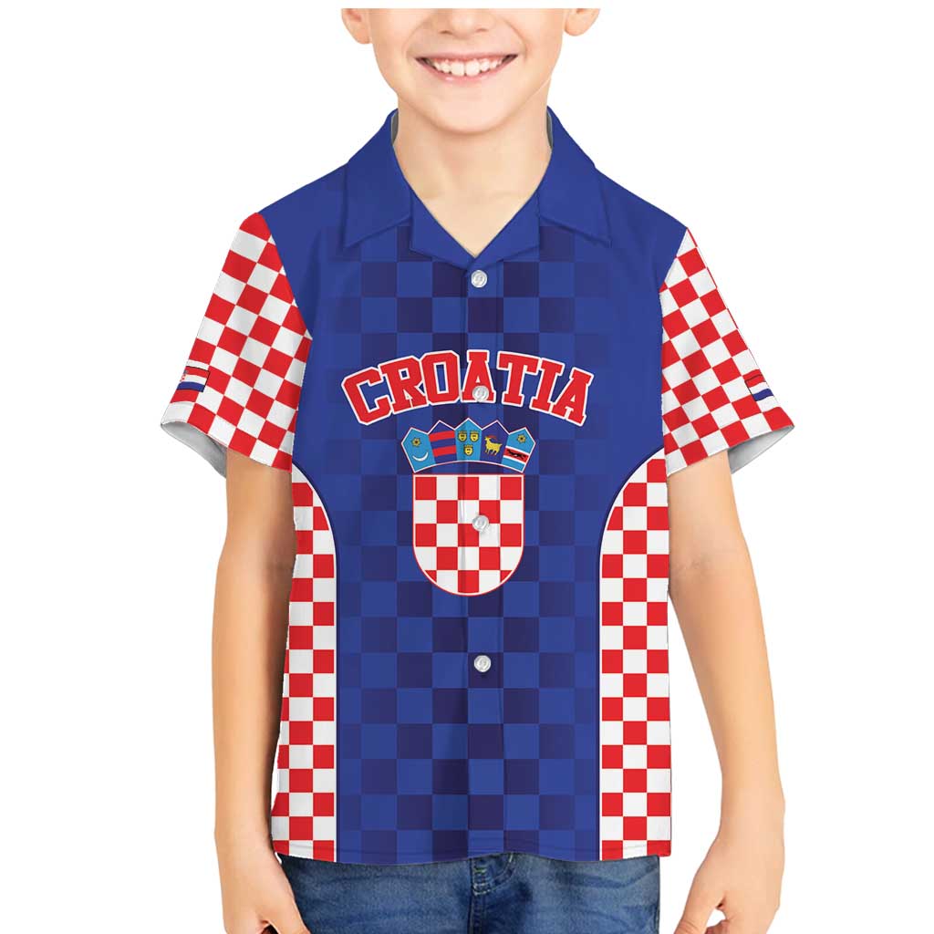 Custom Croatia National Heritage Family Matching Mermaid Dress and Hawaiian Shirt Blue Checkered Croatian Pride - Wonder Print Shop