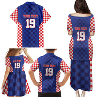Custom Croatia National Heritage Family Matching Puletasi and Hawaiian Shirt Blue Checkered Croatian Pride - Wonder Print Shop