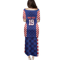 Custom Croatia National Heritage Family Matching Puletasi and Hawaiian Shirt Blue Checkered Croatian Pride - Wonder Print Shop