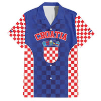Custom Croatia National Heritage Family Matching Short Sleeve Bodycon Dress and Hawaiian Shirt Blue Checkered Croatian Pride - Wonder Print Shop