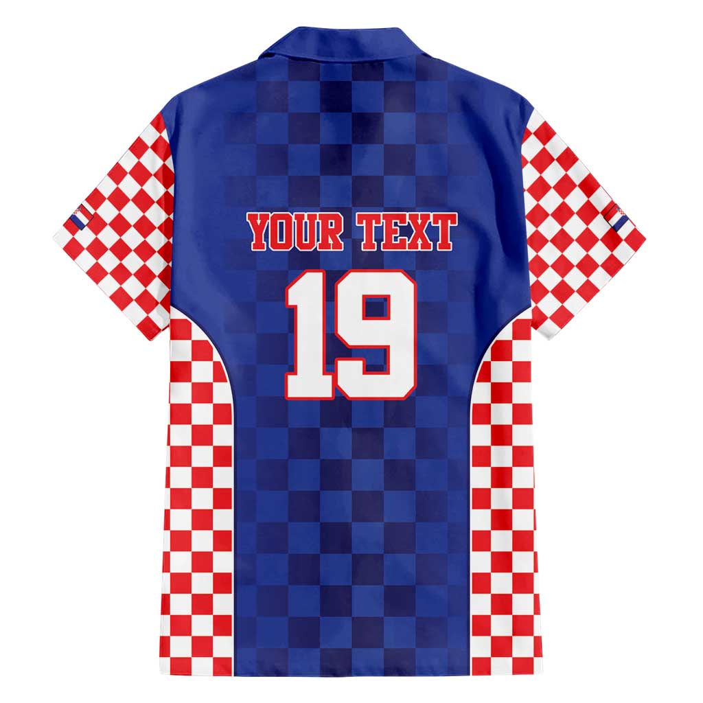 Custom Croatia National Heritage Family Matching Short Sleeve Bodycon Dress and Hawaiian Shirt Blue Checkered Croatian Pride - Wonder Print Shop