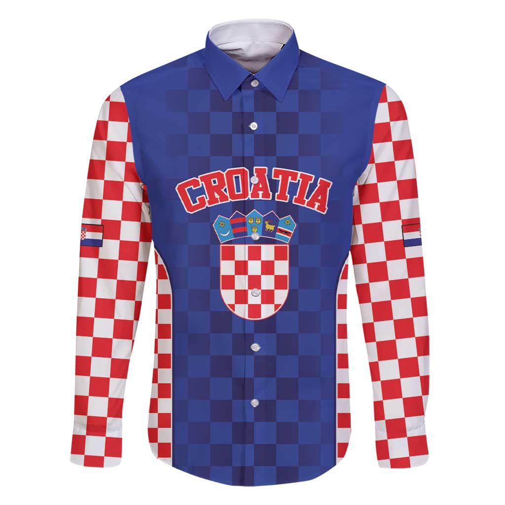 Custom Croatia National Heritage Family Matching Short Sleeve Bodycon Dress and Hawaiian Shirt Blue Checkered Croatian Pride - Wonder Print Shop