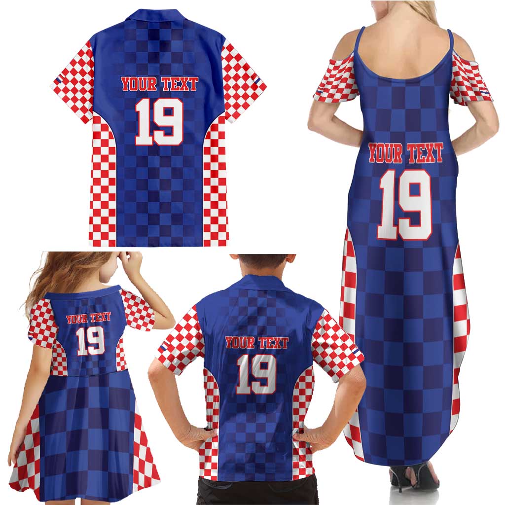 Custom Croatia National Heritage Family Matching Summer Maxi Dress and Hawaiian Shirt Blue Checkered Croatian Pride - Wonder Print Shop