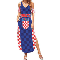 Custom Croatia National Heritage Family Matching Summer Maxi Dress and Hawaiian Shirt Blue Checkered Croatian Pride - Wonder Print Shop