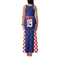Custom Croatia National Heritage Family Matching Tank Maxi Dress and Hawaiian Shirt Blue Checkered Croatian Pride - Wonder Print Shop
