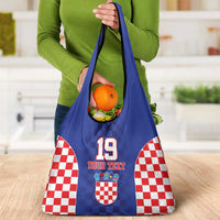 Custom Croatia National Heritage Grocery Bag Blue Checkered Croatian Pride - Wonder Print Shop
