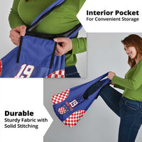 Custom Croatia National Heritage Grocery Bag Blue Checkered Croatian Pride - Wonder Print Shop