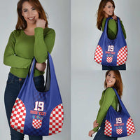 Custom Croatia National Heritage Grocery Bag Blue Checkered Croatian Pride - Wonder Print Shop