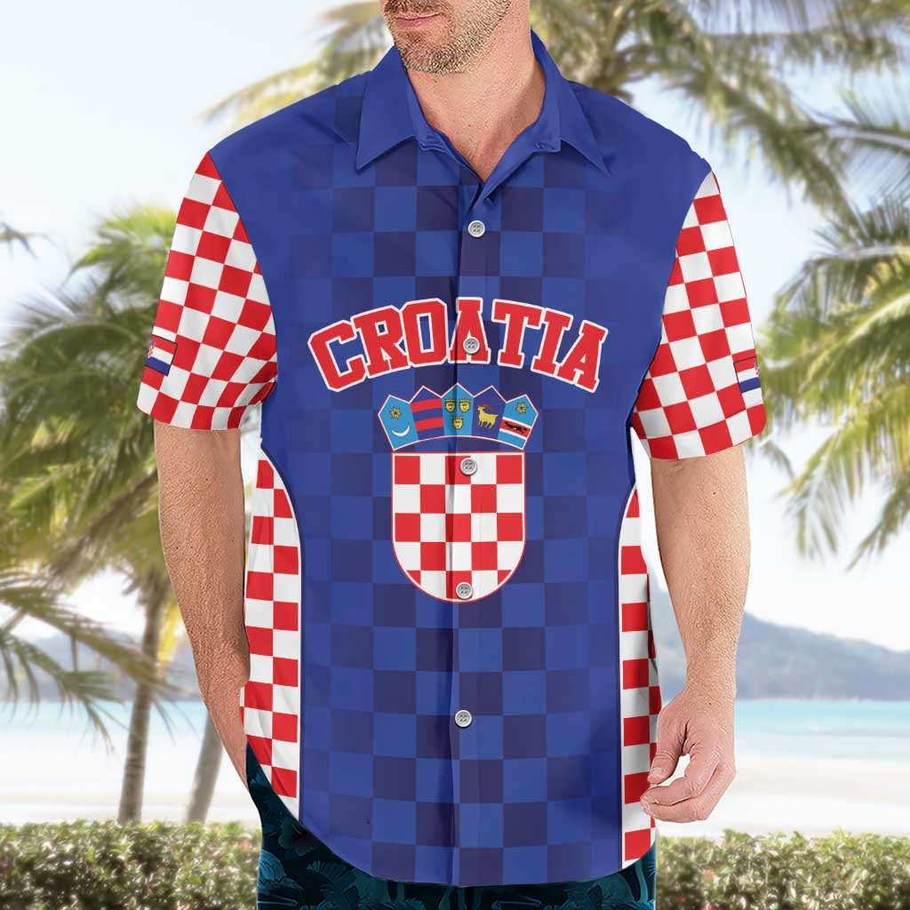 Custom Croatia National Heritage Hawaiian Shirt Blue Checkered Croatian Pride - Wonder Print Shop
