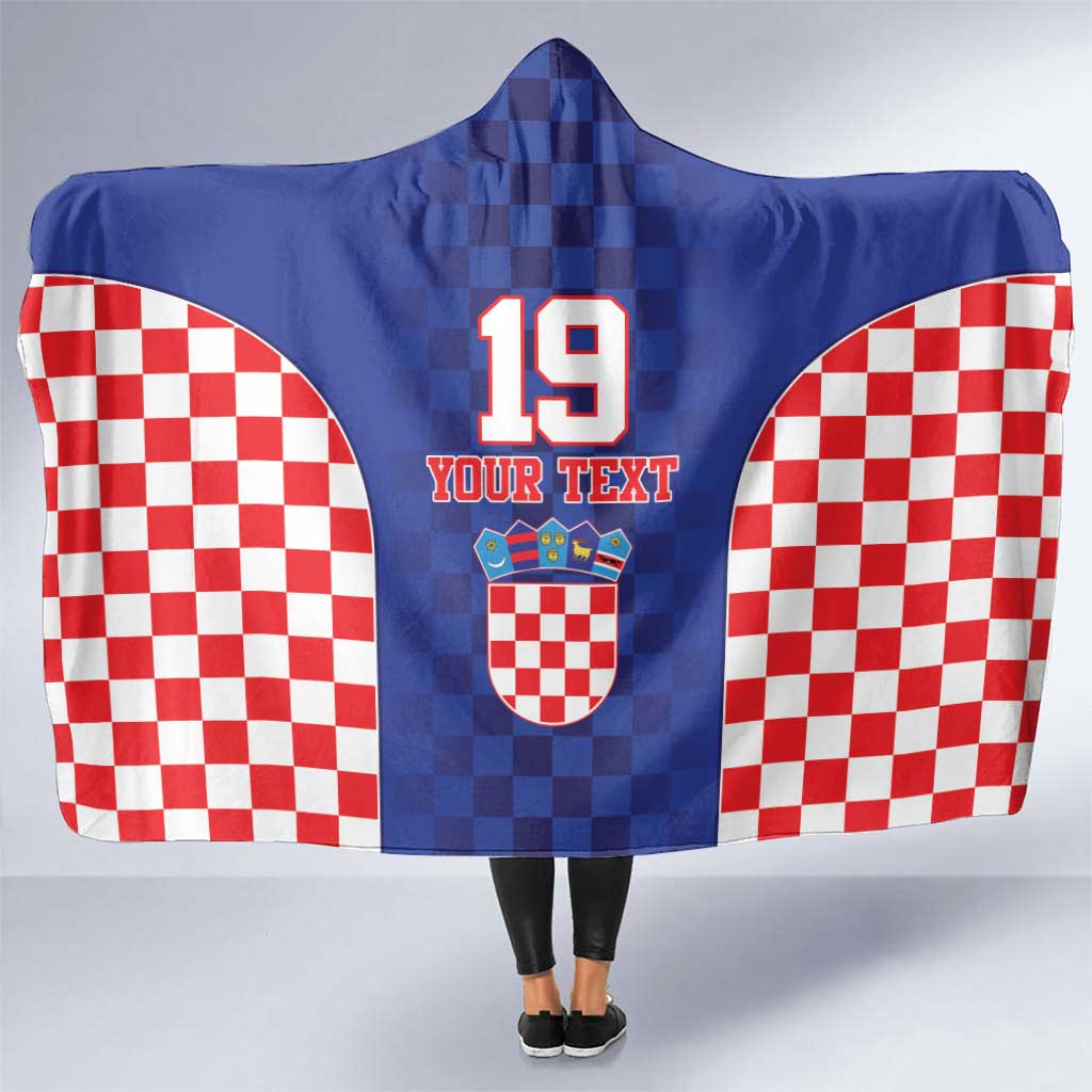 Custom Croatia National Heritage Hooded Blanket Blue Checkered Croatian Pride - Wonder Print Shop
