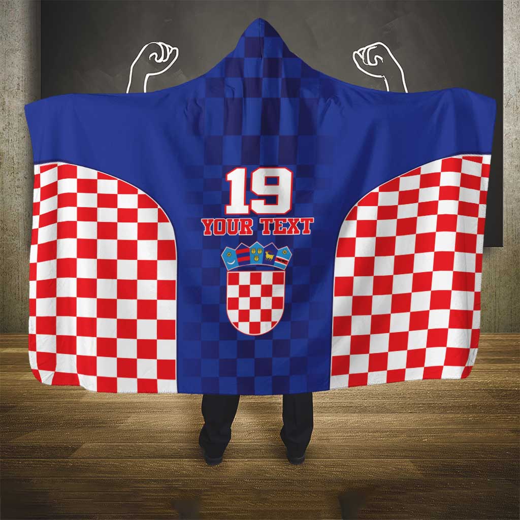 Custom Croatia National Heritage Hooded Blanket Blue Checkered Croatian Pride - Wonder Print Shop