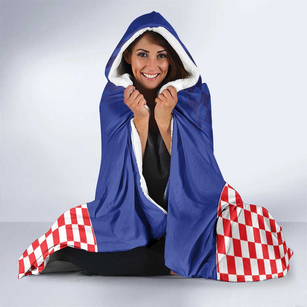 Custom Croatia National Heritage Hooded Blanket Blue Checkered Croatian Pride - Wonder Print Shop