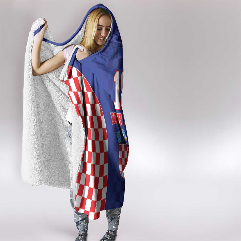 Custom Croatia National Heritage Hooded Blanket Blue Checkered Croatian Pride - Wonder Print Shop