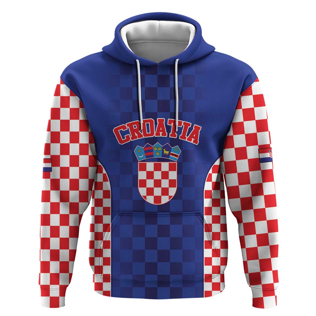 Custom Croatia National Heritage Hoodie Blue Checkered Croatian Pride - Wonder Print Shop